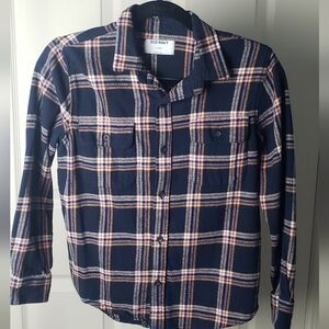 Old Navy Plaid Button-Up Shirt With Front Button Pockets BOYS size 10-12